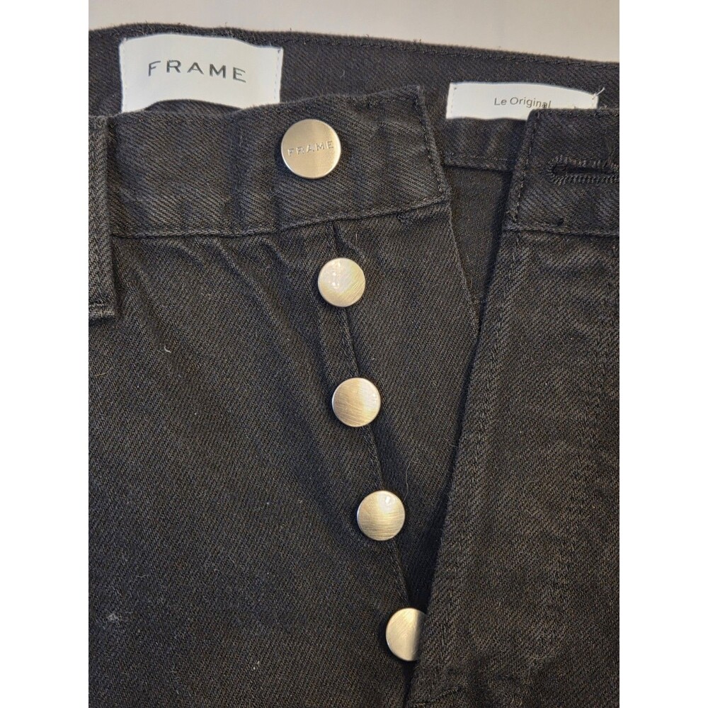 FRAME Le Original Button Fly Jeans Black Film Noir Size 28 High Rise